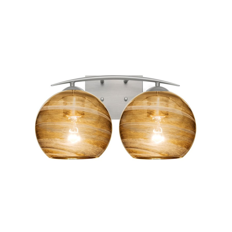 Besa Lighting Jilly 15in 2-Light Bathroom Vanity | Contemporary Satin Nickel and Beige Vapor Glass | Bathroom & Powder Room | Model 2WC-JILLYAM-SN