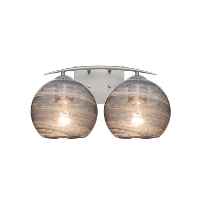 Besa Lighting Jilly 15in 2-Light Bathroom Vanity | Contemporary Satin Nickel and Gray Vapor Glass | Bathroom & Powder Room | W | Model 2WC-JILLYSM-SN