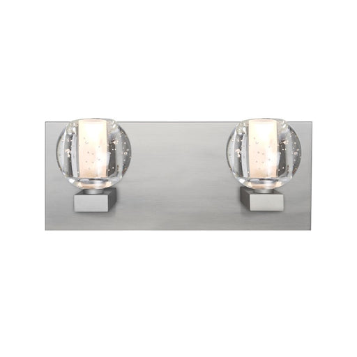 Besa Lighting Boca 3 14in 2-Light LED Vanity | Modern Satin Nickel and Clear Bubble Glass | Bathroom & Powder Room | Model 2WF-BOCABB-LED-SN