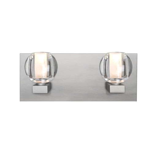 Besa Lighting Boca 3 14in 2-Light Vanity | Modern Satin Nickel and Clear Glass | Bathroom & Powder Room | 5.25 x 14 x 5.9 in | Model 2WF-BOCACL-SN