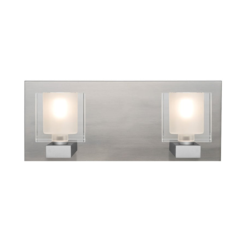 Besa Lighting Bolo 14in 2-Light LED Vanity | Modern Satin Nickel and Clear Glass | Bathroom & Powder Room | Model 2WF-BOLOFR-LED-SN