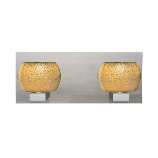 Besa Lighting Keno 14in 2-Light Vanity | Contemporary Satin Nickel and Gold Glass | Bathroom & Powder Room | 14 x 5 x 5.9 in | Model 2WF-KENOGD-SN