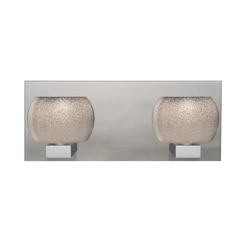 Besa Lighting Keno 14in 2-Light LED Vanity | Contemporary Satin Nickel and Gray Glass | Bathroom & Powder Room | Model 2WF-KENOSM-LED-SN