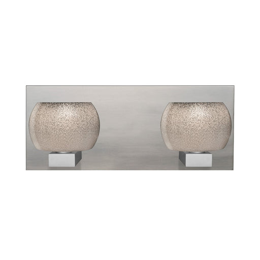 Besa Lighting Keno 14in 2-Light Vanity | Contemporary Satin Nickel and Gray Glass | Bathroom & Powder Room | 14 x 5 x 5.9 in | Model 2WF-KENOSM-SN