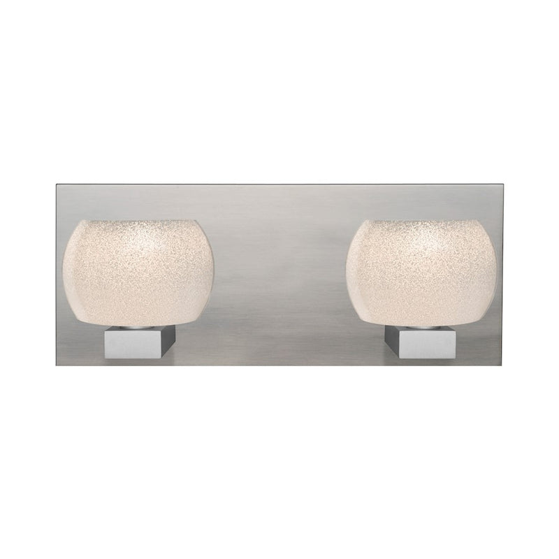 Besa Lighting Keno 14in 2-Light LED Vanity | Contemporary Satin Nickel and White Glass | Bathroom Vanity | 5 x 14 x 5.9 in | Model 2WF-KENOWH-LED-SN