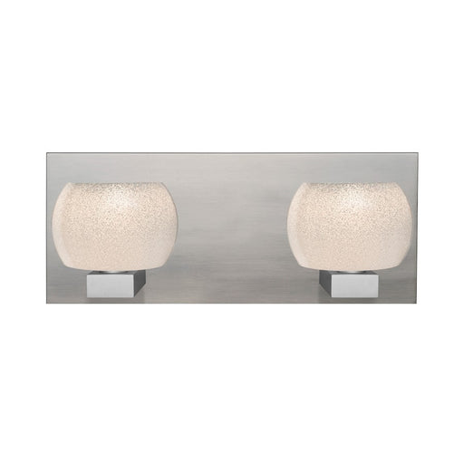 Besa Lighting Keno 14in 2-Light LED Vanity | Contemporary Satin Nickel and White Glass | Bathroom Vanity | 5 x 14 x 5.9 in | Model 2WF-KENOWH-LED-SN