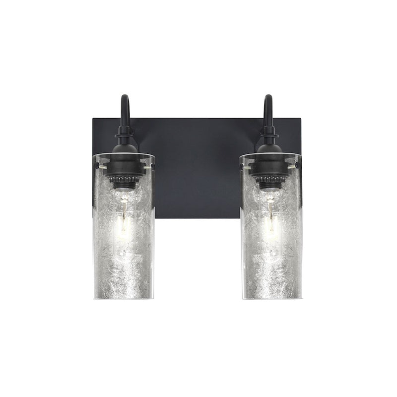 Besa Lighting Duke 12in 2-Light Bathroom Vanity | Transitional Black and Silver Glass | Bathroom & Powder Room | 12 x 7 x 12 in | Model 2WG-DUKESF-BK
