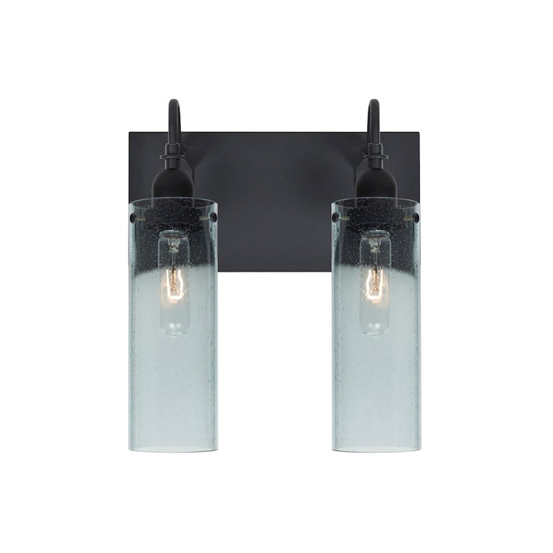 Besa Lighting Juni 10 12in 2-Light Bathroom Vanity | Transitional Black and Blue Glass | Bathroom & Powder Room | Model 2WG-JUNI10BL-BK