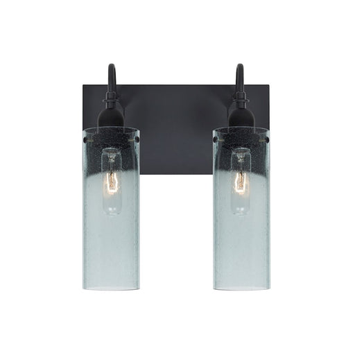 Besa Lighting Juni 10 12in 2-Light Bathroom Vanity | Transitional Black and Blue Glass | Bathroom & Powder Room | Model 2WG-JUNI10BL-BK