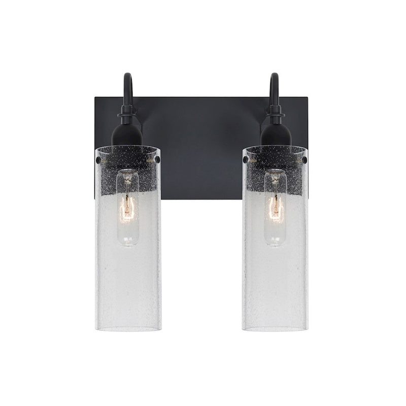 Besa Lighting Juni 10 12in 2-Light Bathroom Vanity | Transitional Black and Clear Glass | Bathroom & Powder Room | Model 2WG-JUNI10CL-BK