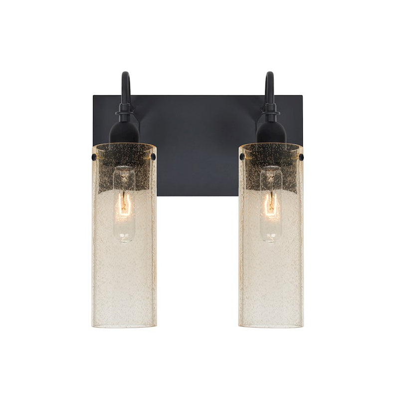 Besa Lighting Juni 10 12in 2-Light Bathroom Vanity | Transitional Black and Gold Glass | Bathroom & Powder Room | Model 2WG-JUNI10GD-BK