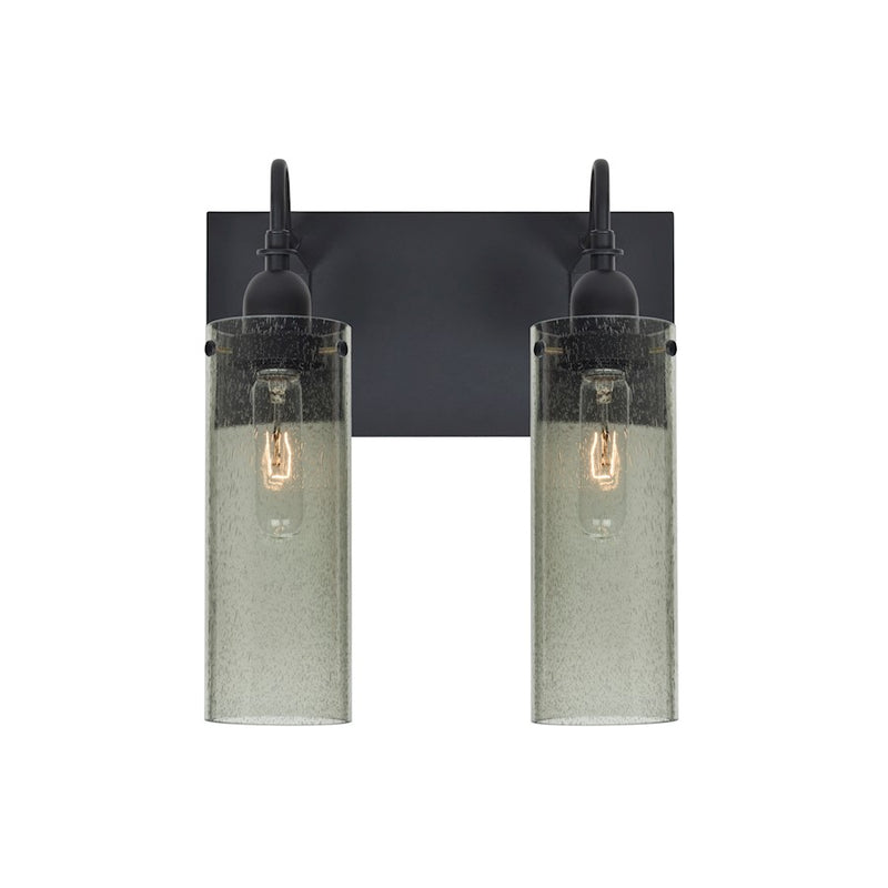 Besa Lighting Juni 10 2-Light Bathroom Vanity | Transitional Black and Green Glass | Bathroom & Powder Room | Model 2WG-JUNI10MS-BK