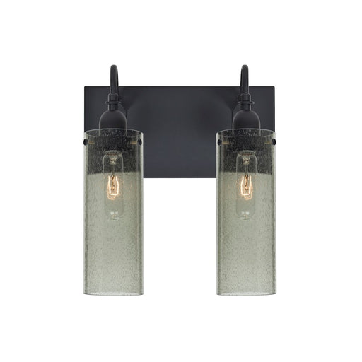 Besa Lighting Juni 10 2-Light Bathroom Vanity | Transitional Black and Green Glass | Bathroom & Powder Room | Model 2WG-JUNI10MS-BK