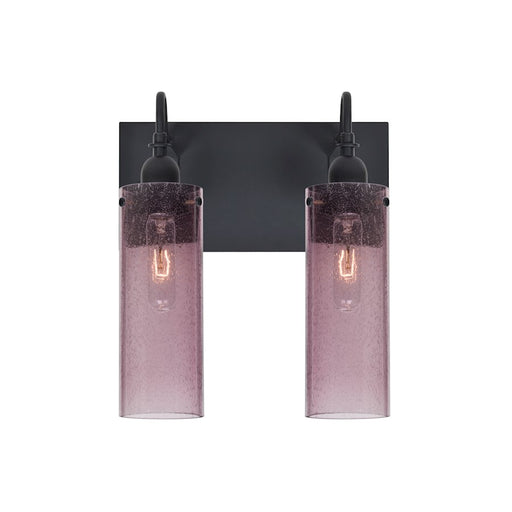 Besa Lighting Juni 10 2-Light Bathroom Vanity | Transitional Black and Purple Glass | Bathroom & Powder Room | Model 2WG-JUNI10PL-BK