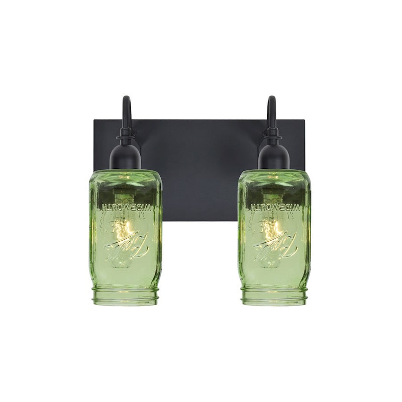 Besa Lighting Milo 4 2-Light Bathroom Vanity | Rustic Black and Gold Glass | Bathroom & Powder Room | 12 x 7 x 10 in | Model 2WG-MILO4GR-BK