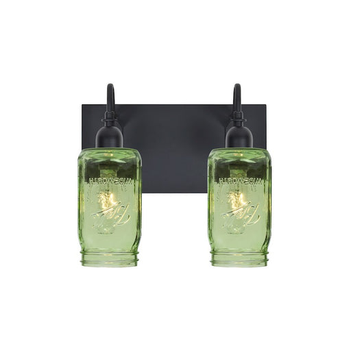 Besa Lighting Milo 4 2-Light Bathroom Vanity | Rustic Black and Gold Glass | Bathroom & Powder Room | 12 x 7 x 10 in | Model 2WG-MILO4GR-BK