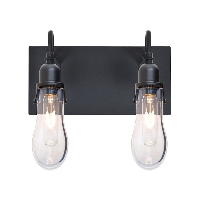 Besa Wish 12in 2-Light Wall Sconce | Transitional Black and Clear Glass | Bedroom & Hallway Accent Light | 12 x 6 x 11 in | Model 2WG-WISHCL-BK