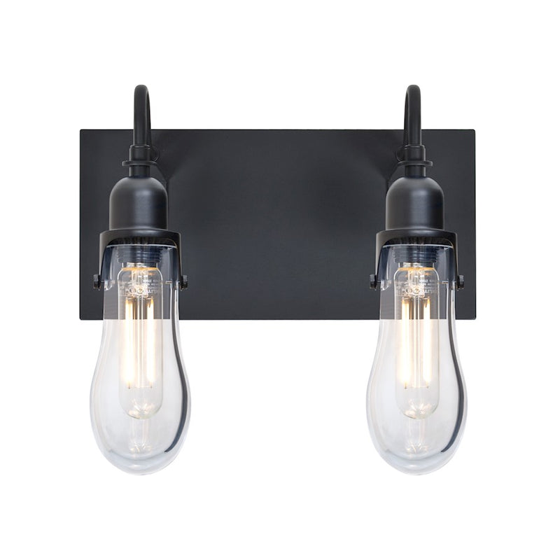 Besa Wish 12in 2-Light LED Wall Sconce | Transitional Black and Clear Glass | Bedroom & Hallway Accent Light | Model 2WG-WISHCL-EDIL-BK