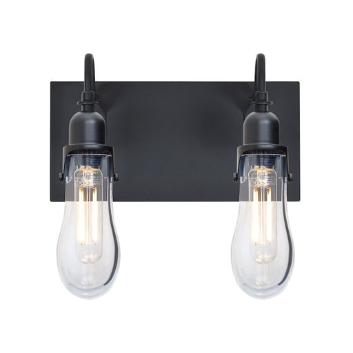Besa Wish 12in 2-Light LED Wall Sconce | Transitional Black and Clear Glass | Bedroom & Hallway Accent Light | Model 2WG-WISHCL-EDIL-BK