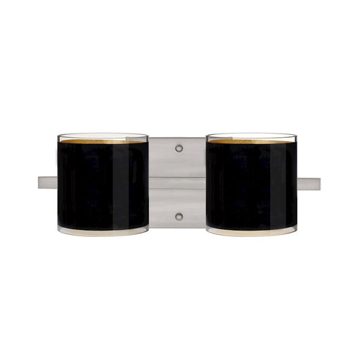 Besa Lighting Pogo 14in 2-Light LED Vanity | Contemporary Satin Nickel and Gold Foil Glass | Bathroom & Powder Room | Model 2WS-7180GF-LED-SN