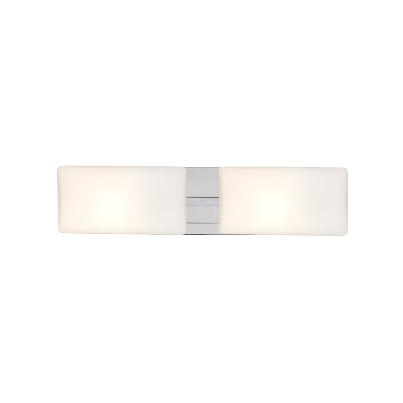 Besa Lighting Lido 21in 2-Light Vanity | Contemporary Chrome and White Glass | Bathroom & Powder Room | 21 x 5 x 4 in | Model 2WT-888607-CR