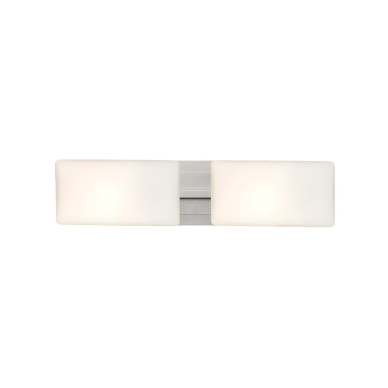 Besa Lighting Lido 21in 2-Light LED Vanity | Contemporary Satin Nickel and White Glass | Bathroom & Powder Room | Model 2WT-888607-LED-SN