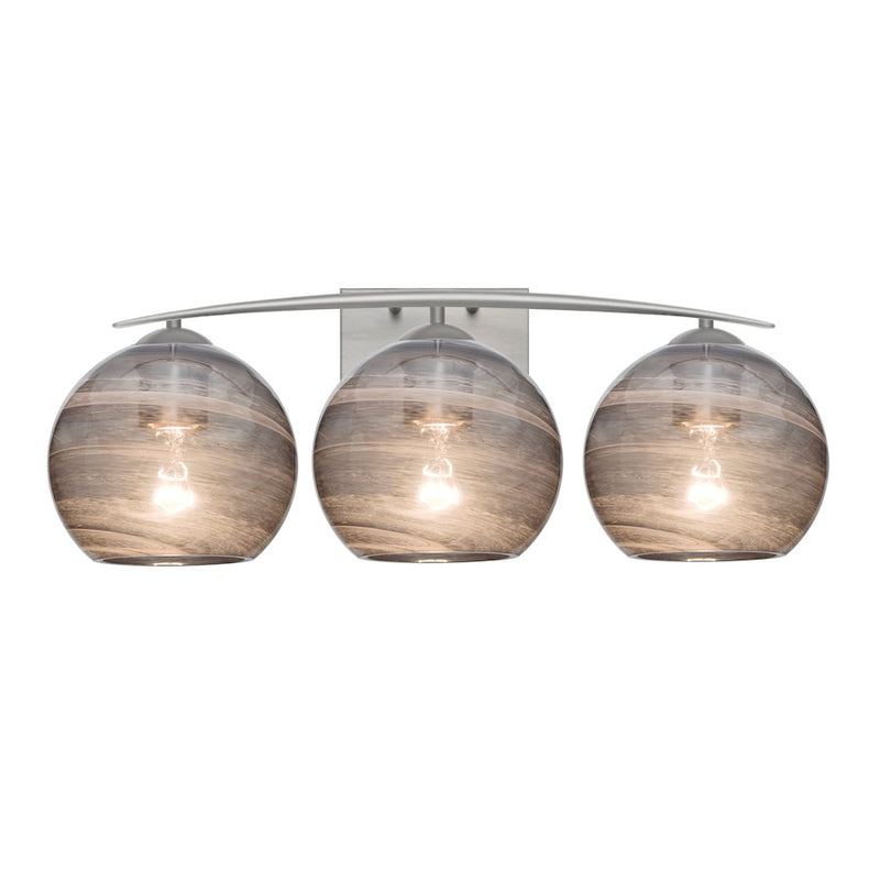 Besa Lighting Jilly 25in 3-Light Bathroom Vanity | Contemporary Satin Nickel and Gray Glass | Bathroom & Powder Room | Model 3WC-JILLYSM-SN