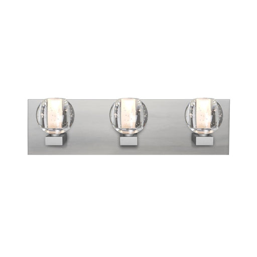 Besa Lighting Boca 3 22in 3-Light LED Bathroom Vanity | Modern Satin Nickel and Clear Bubble Glass | Bathroom & Powder Room | Model 3WF-BOCABB-LED-SN