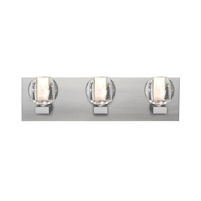Besa Lighting Boca 3 22in 3-Light Bathroom Vanity | Modern Satin Nickel and Clear Bubble Glass | Bathroom & Powder Room | Model 3WF-BOCABB-SN