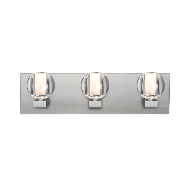 Besa Lighting Boca 3 22in 3-Light LED Bathroom Vanity | Modern Satin Nickel and Clear Glass | Bathroom & Powder Room | Model 3WF-BOCACL-LED-SN