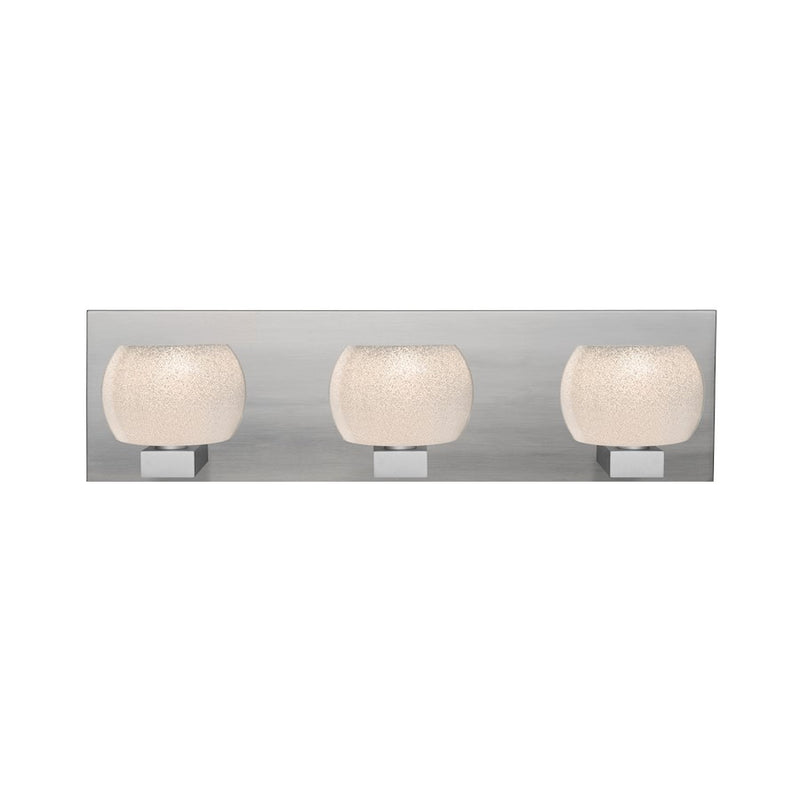 Besa Lighting Keno 22in 3-Light Bathroom Vanity | Contemporary Satin Nickel and White Glass | Bathroom & Powder Room | Model 3WF-KENOWH-SN