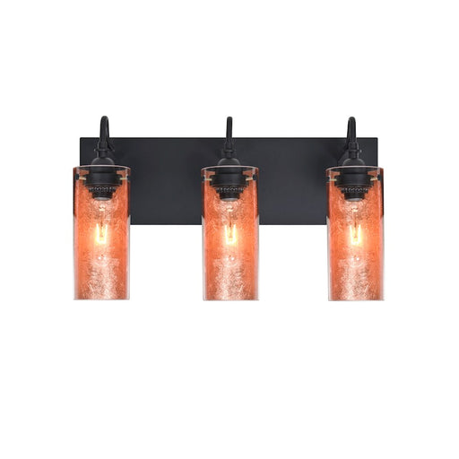 Besa Lighting Duke 20in 3-Light Bathroom Vanity | Transitional Black and Copper Glass | Bathroom & Powder Room | Model 3WG-DUKECF-BK