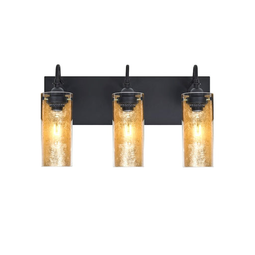 Besa Lighting Duke 20in 3-Light Bathroom Vanity | Transitional Black and Gold Glass | Bathroom & Powder Room | 20 x 7 x 12.25 in | Model 3WG-DUKEGF-BK