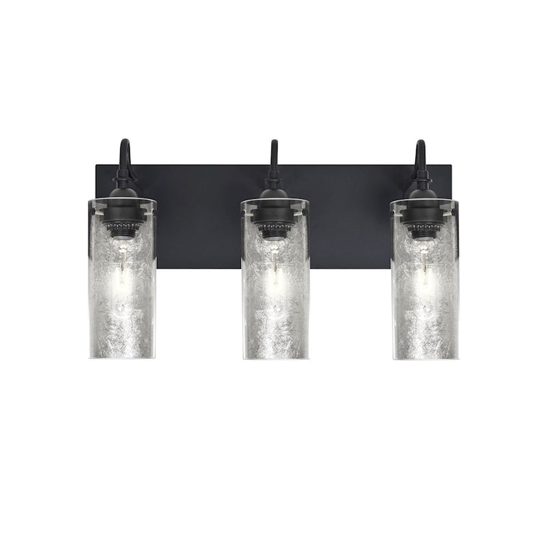 Besa Lighting Duke 20in 3-Light Bathroom Vanity | Transitional Black and Silver Glass | Bathroom & Powder Room | Model 3WG-DUKESF-BK
