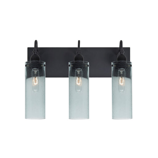 Besa Lighting Juni 10 20in 3-Light Bathroom Vanity | Transitional Black and Blue Glass | Bathroom Vanity | 20 x 7 x 14 in | Model 3WG-JUNI10BL-BK