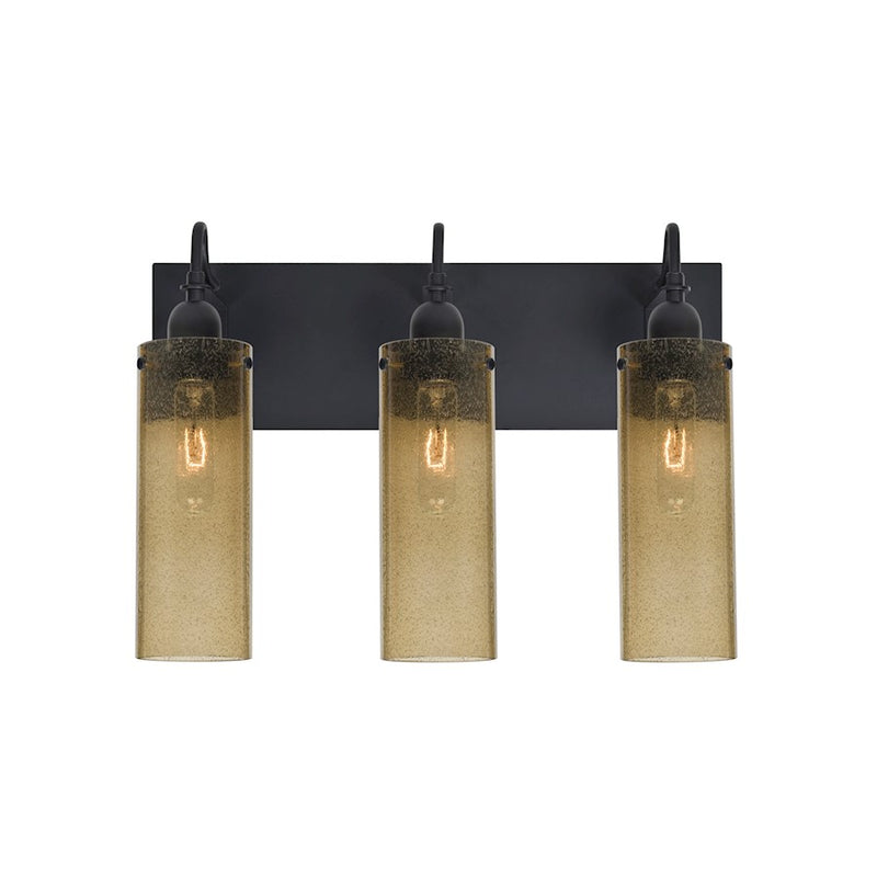 Besa Lighting Juni 10 20in 3-Light Bathroom Vanity | Transitional Black and Beige Glass | Bathroom Vanity | 20 x 7 x 14 in | Model 3WG-JUNI10LT-BK