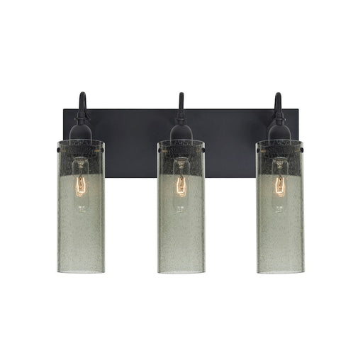 Besa Lighting Juni 10 20in 3-Light Bathroom Vanity | Transitional Black and Green Glass | Bathroom Vanity | 20 x 7 x 14 in | Model 3WG-JUNI10MS-BK