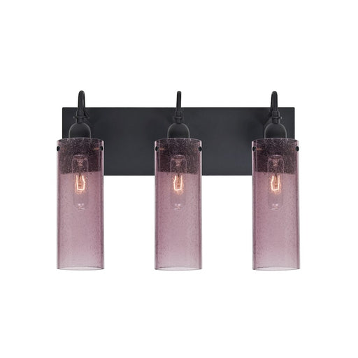 Besa Lighting Juni 10 20in 3-Light Bathroom Vanity | Transitional Black and Purple Glass | Bathroom Vanity | 20 x 7 x 14 in | Model 3WG-JUNI10PL-BK