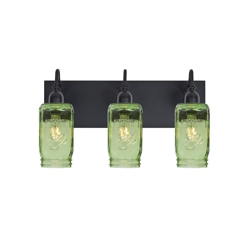 Besa Lighting Milo 4 12in 3-Light Bathroom Vanity | Rustic Black and Gold Glass | Bathroom Vanity | 12 x 7 x 10 in | Model 3WG-MILO4GR-BK