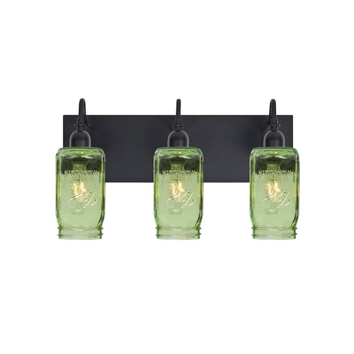 Besa Lighting Milo 4 12in 3-Light Bathroom Vanity | Rustic Black and Gold Glass | Bathroom Vanity | 12 x 7 x 10 in | Model 3WG-MILO4GR-BK