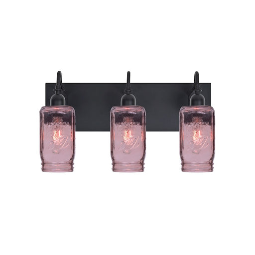 Besa Lighting Milo 4 12in 3-Light Bathroom Vanity | Rustic Black and Purple Glass | Bathroom Vanity & Powder Room | Model 3WG-MILO4PL-BK