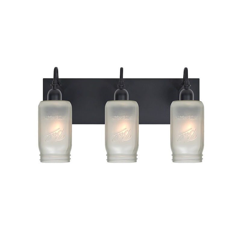 Besa Lighting Milo 4 12in 3-Light Bathroom Vanity | Rustic Black and White Glass | Bathroom Vanity & Powder Room | Model 3WG-MILO4WF-BK