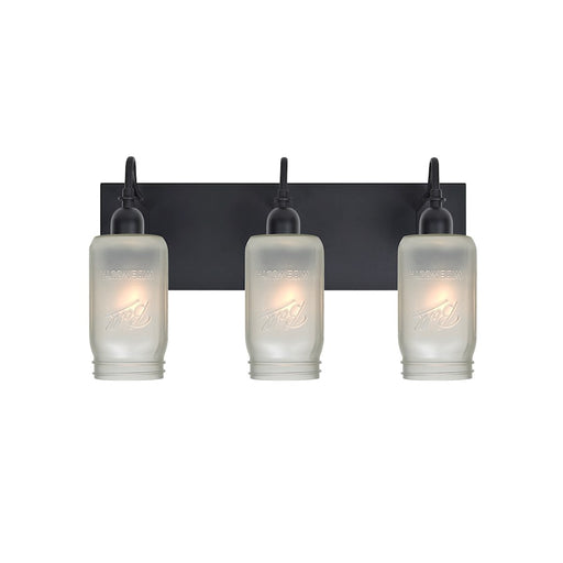 Besa Lighting Milo 4 12in 3-Light Bathroom Vanity | Rustic Black and White Glass | Bathroom Vanity & Powder Room | Model 3WG-MILO4WF-BK