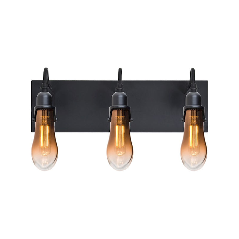 Besa Lighting Wish 20in 3-Light LED Wall Sconce | Transitional Black and Beige Glass | Hallway & Bedroom Accent Light | Model 3WG-WISHAM-EDIL-BK
