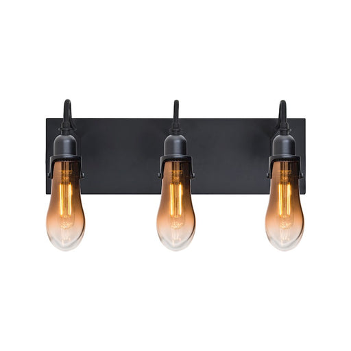Besa Lighting Wish 20in 3-Light LED Wall Sconce | Transitional Black and Beige Glass | Hallway & Bedroom Accent Light | Model 3WG-WISHAM-EDIL-BK