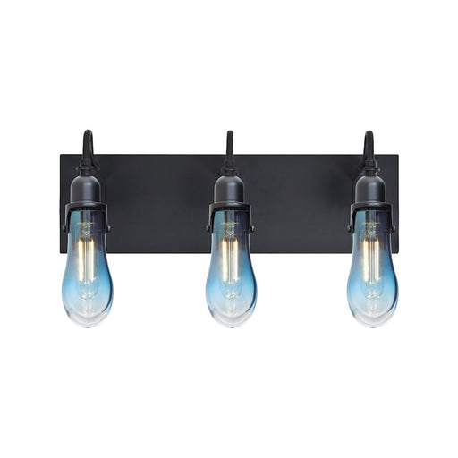 Besa Lighting Wish 20in 3-Light LED Wall Sconce | Transitional Black and Blue Glass | Hallway & Bedroom Accent Light | Model 3WG-WISHBL-EDIL-BK