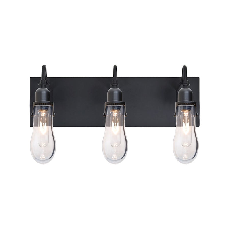 Besa Lighting Wish 20in 3-Light Wall Sconce | Transitional Black and Clear Glass | Hallway & Bedroom Accent Light | Model 3WG-WISHCL-BK
