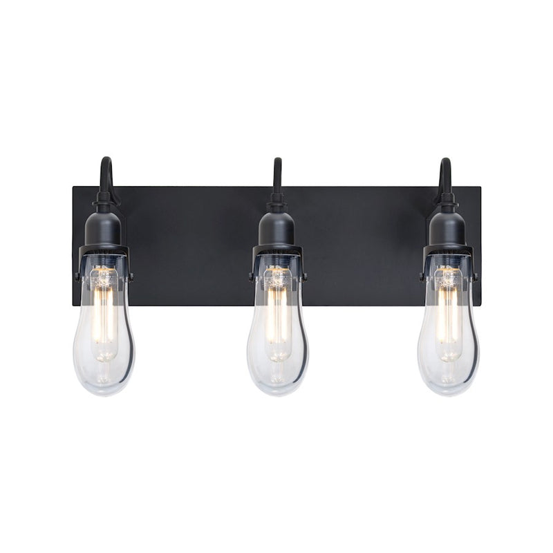 Besa Lighting Wish 20in 3-Light LED Wall Sconce | Transitional Black and Clear Glass | Bathroom & Hallway | Model 3WG-WISHCL-EDIL-BK