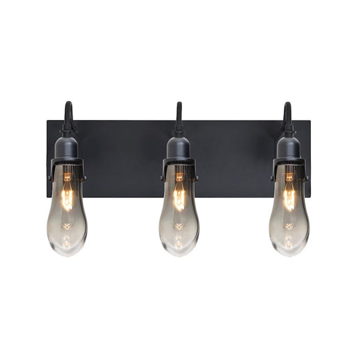 Besa Lighting Wish 20in 3-Light Wall Sconce | Transitional Black and Gray Glass | Bathroom & Hallway | 20 x 6.5 x 11.5 in | Model 3WG-WISHSM-BK