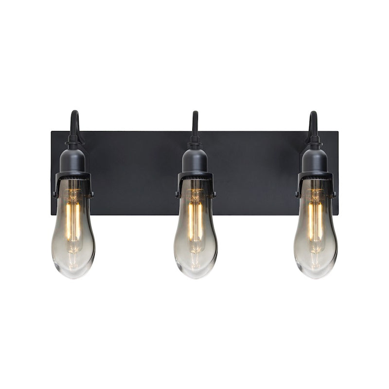 Besa Lighting Wish 20in 3-Light LED Wall Sconce | Transitional Black and Gray Glass | Bathroom & Hallway | Model 3WG-WISHSM-EDIL-BK